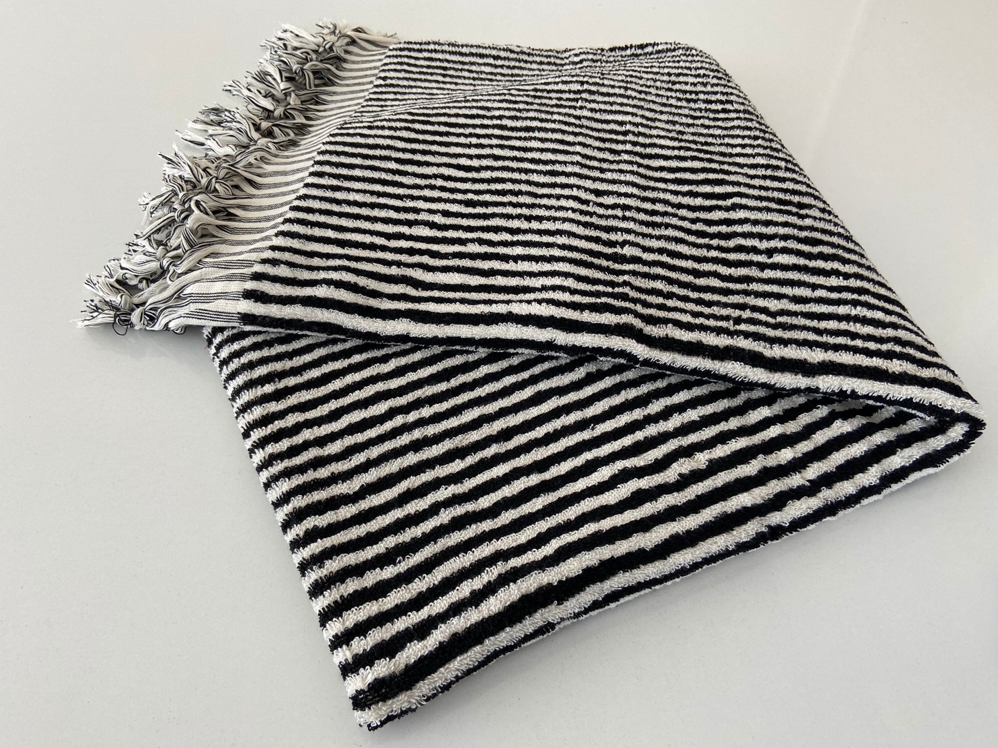 Black Stripe BathTowel 36x 70, Beach Towel, Soft Thick Towel, Organic