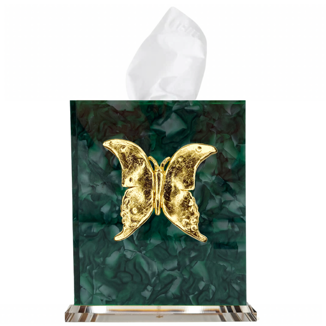 Butterfly 2 Boutique Tissue Box Cover: Pearl