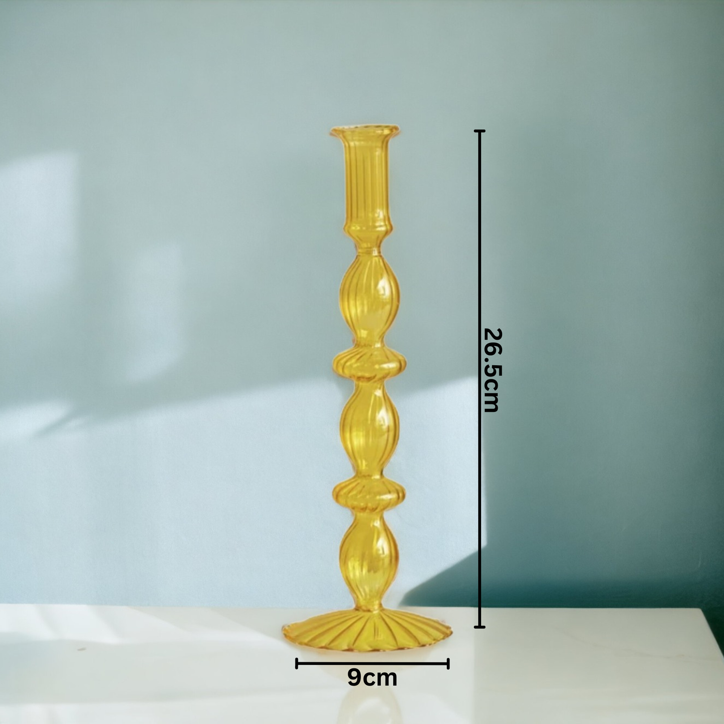 Nordic Decor Taper Candle Holder: Yellow Two Ring