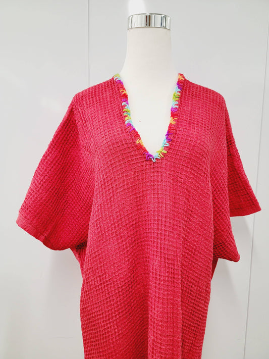 Beach cover-up, Hand made Light Jacket RED