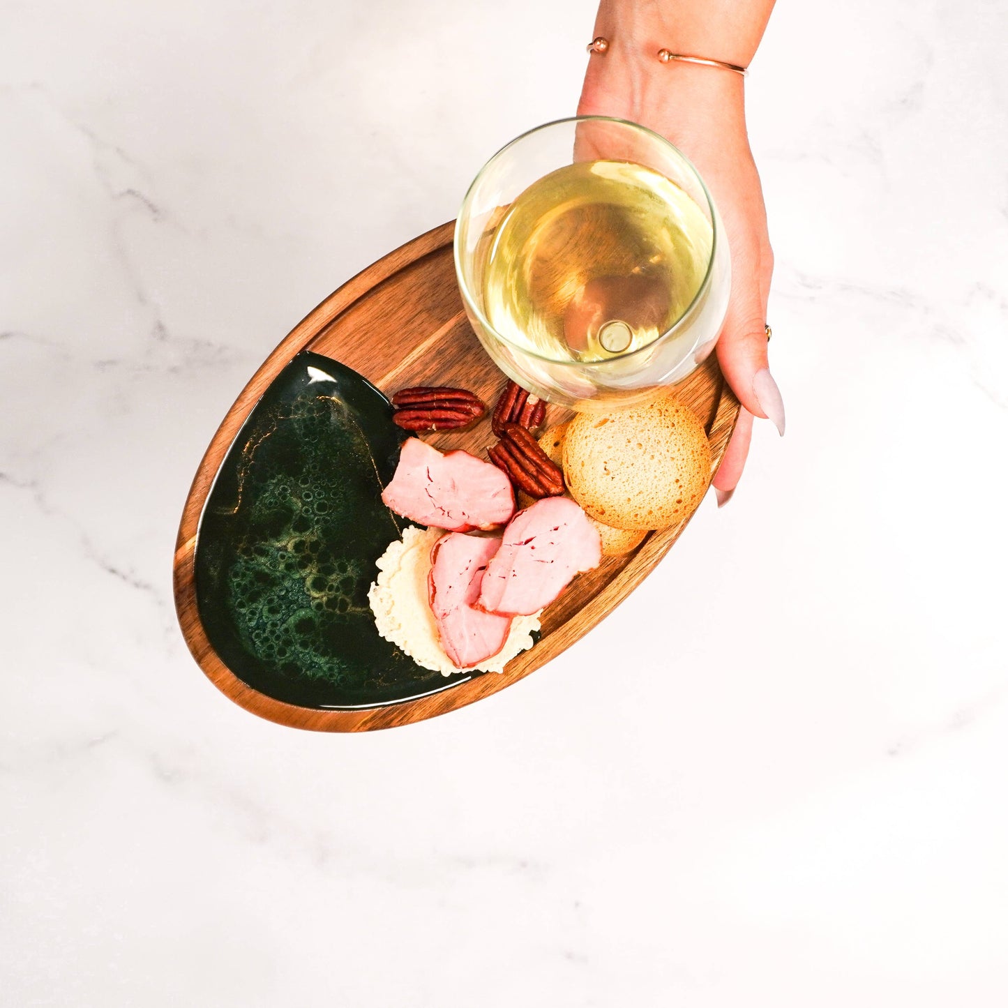 Wine & Appetizer Trays - Resin and Wood: Marble