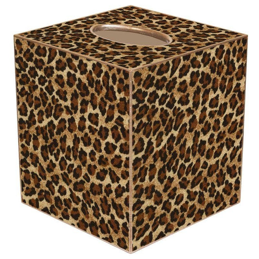 TB374 Leopard Tissue Box Cover: Wood