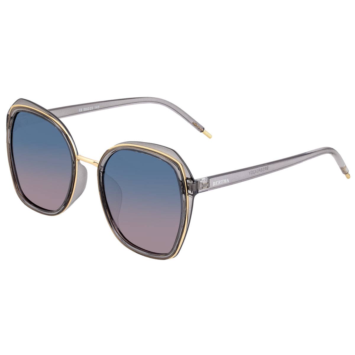 Bertha Jade Polarized Round Sunglasses: Pink/Rose Gold