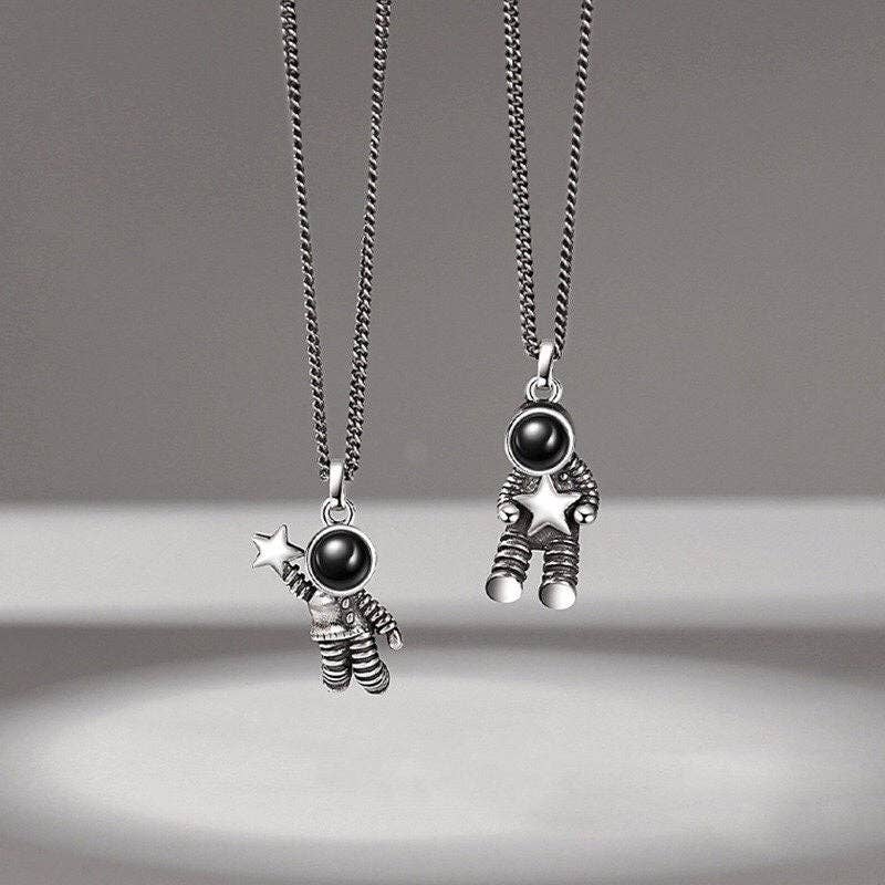 Astronaut Spaceman Matching Necklace in 925 Sterling Silver: Female Astronaut-1pc