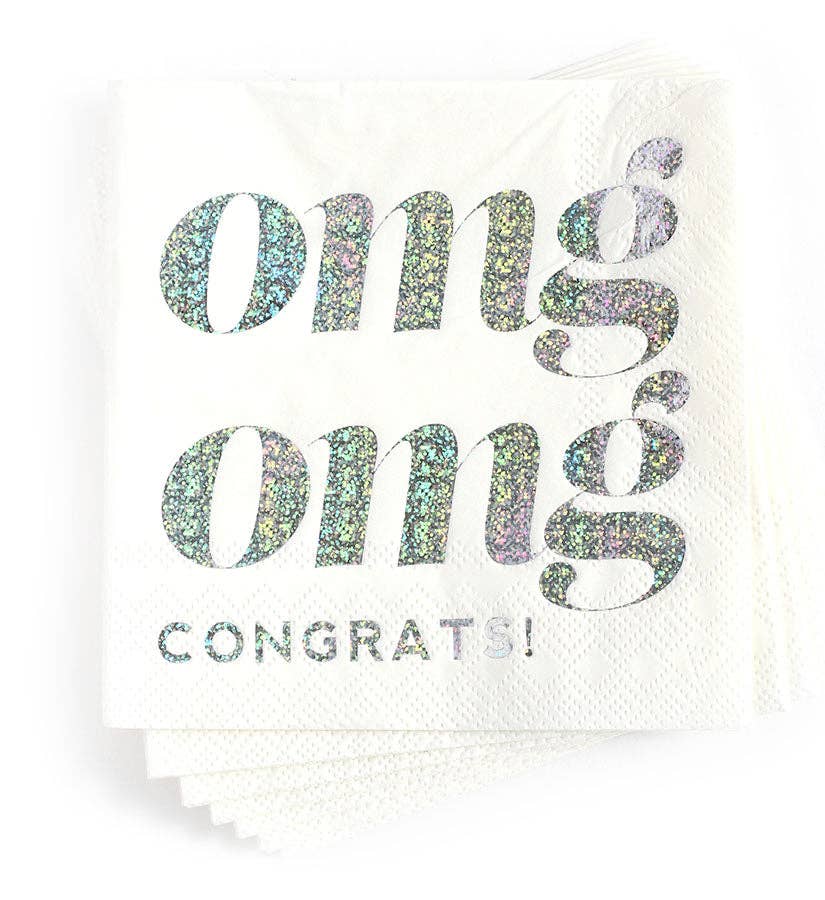 OMG Congrats!, Holographic Celebration Cocktail Party Napkin