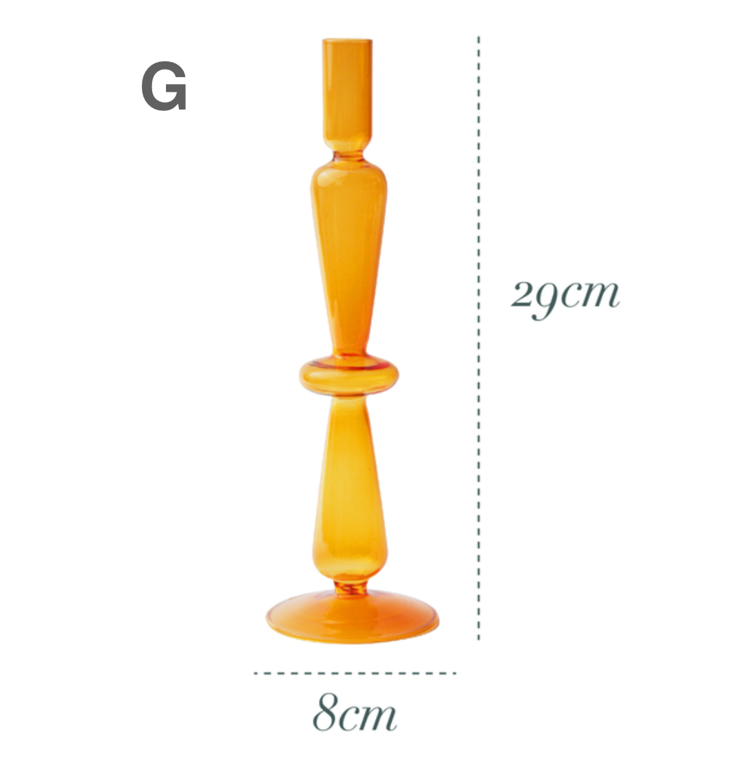 Orange Glass Candlestick Holder: F