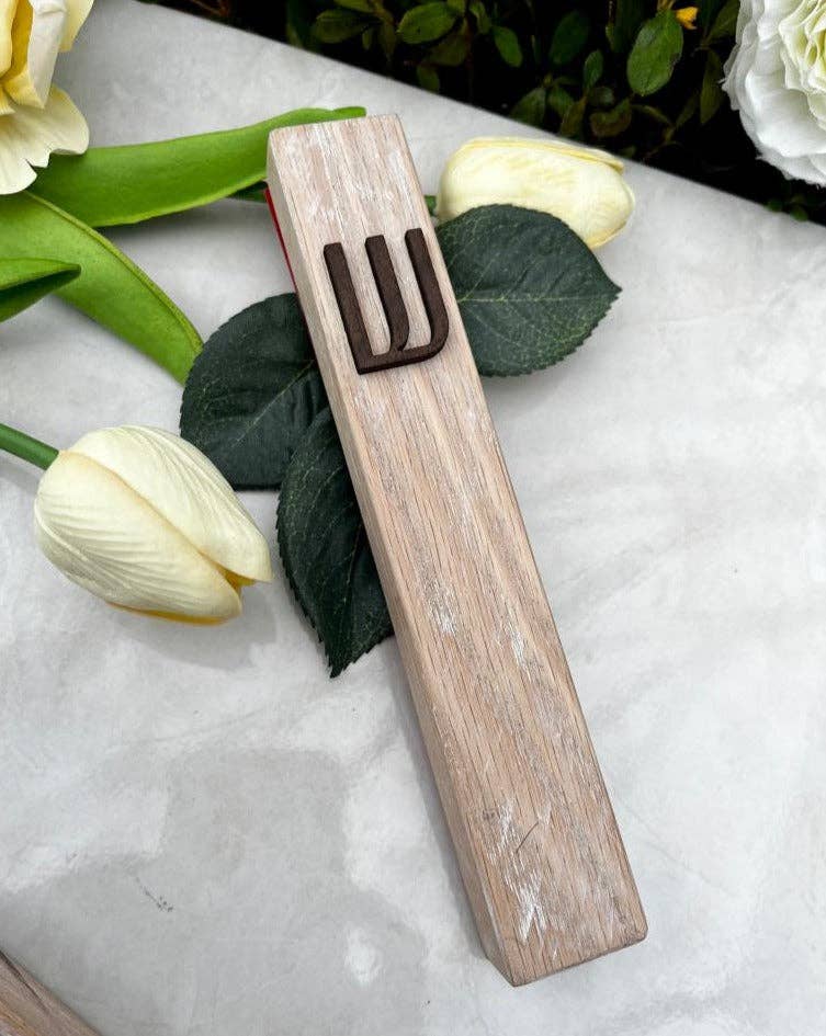 White Oak+ Wood Shin Mezuzah 7"