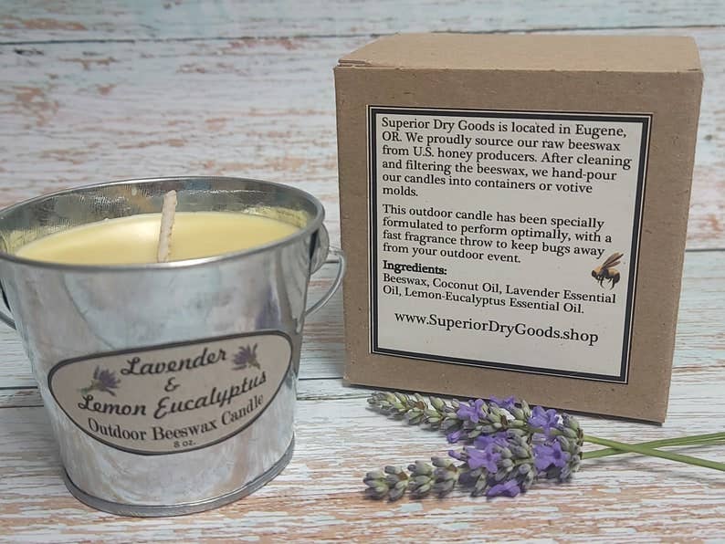 Beeswax Outdoor Candle w/Lavender & Lemon Eucalyptus