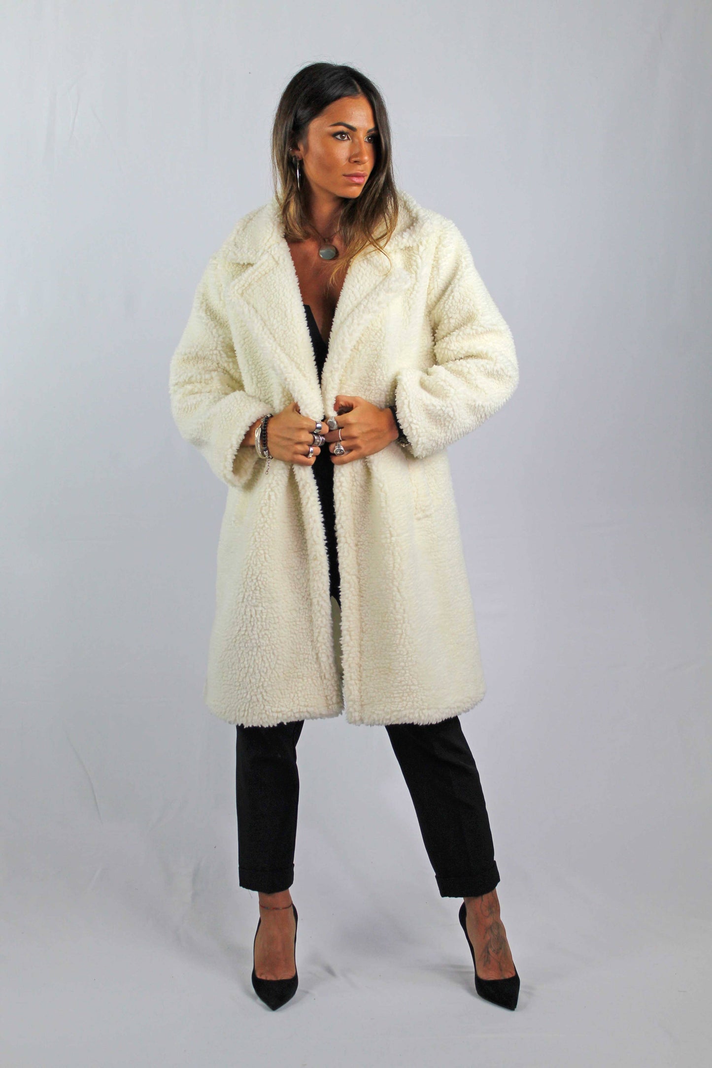 TEDDY BEAR PLUSH WINTER COAT WITH TEDDY BEAR PRINT: Beige