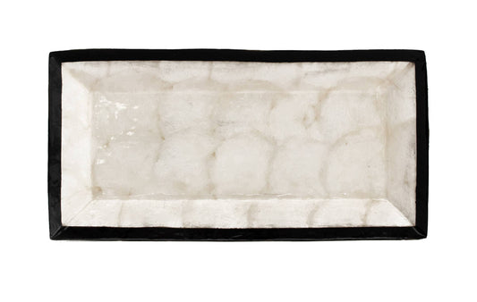 13x6.5" Capiz Rectangular Tray w/Black Trim (Black/Natural)