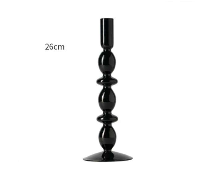 26cm Two Rings Glass Candlestick Holder