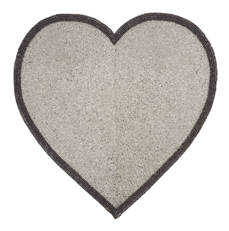 Beaded Silver Heart Placemat