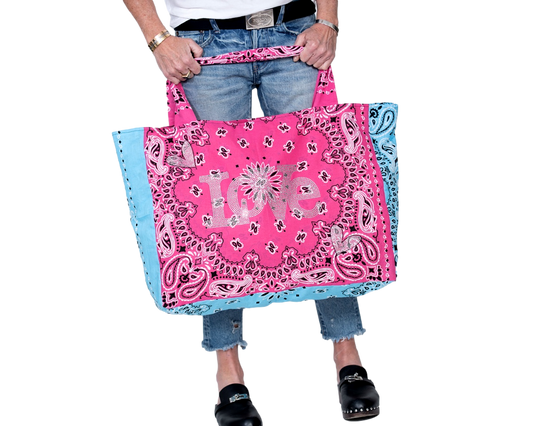 Love Reversible Bandana Large Tote Shopper Multicolor