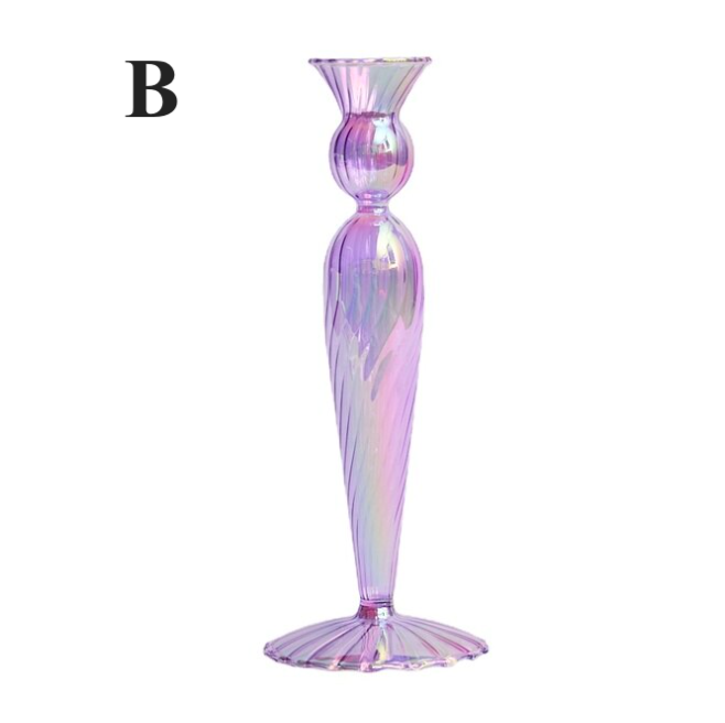 Northern European Style Glass Candle holder - Rainbow Lilac