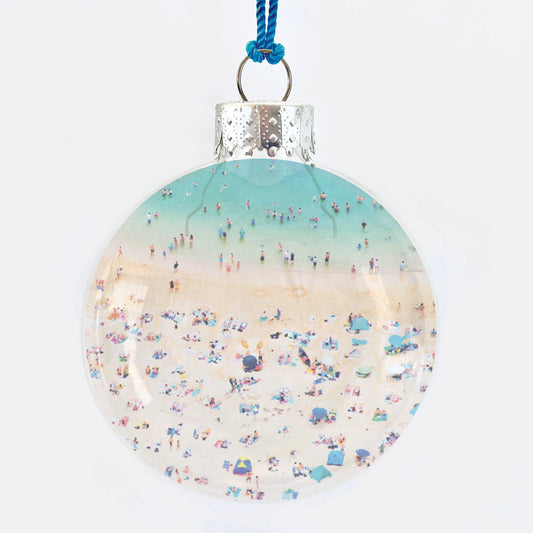 Beach View See-Through Glass Holiday Ornament