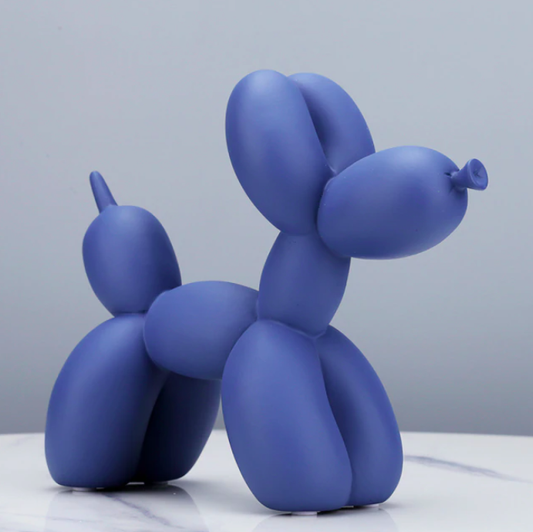 Matte Navy Balloon Dog Statue