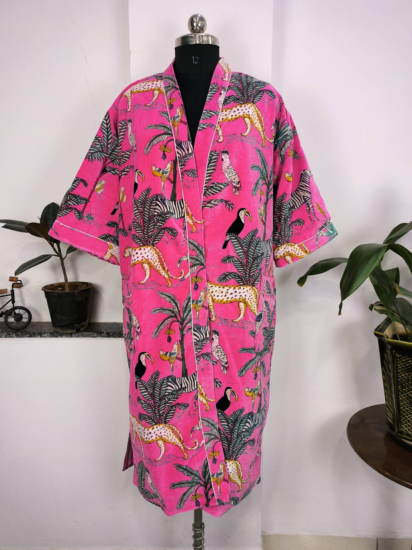 Velvet House Robe Kimono Unisex Loungewear Cotton Lined