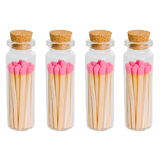 Bubblegum Pink Matches in Small Corked Vial