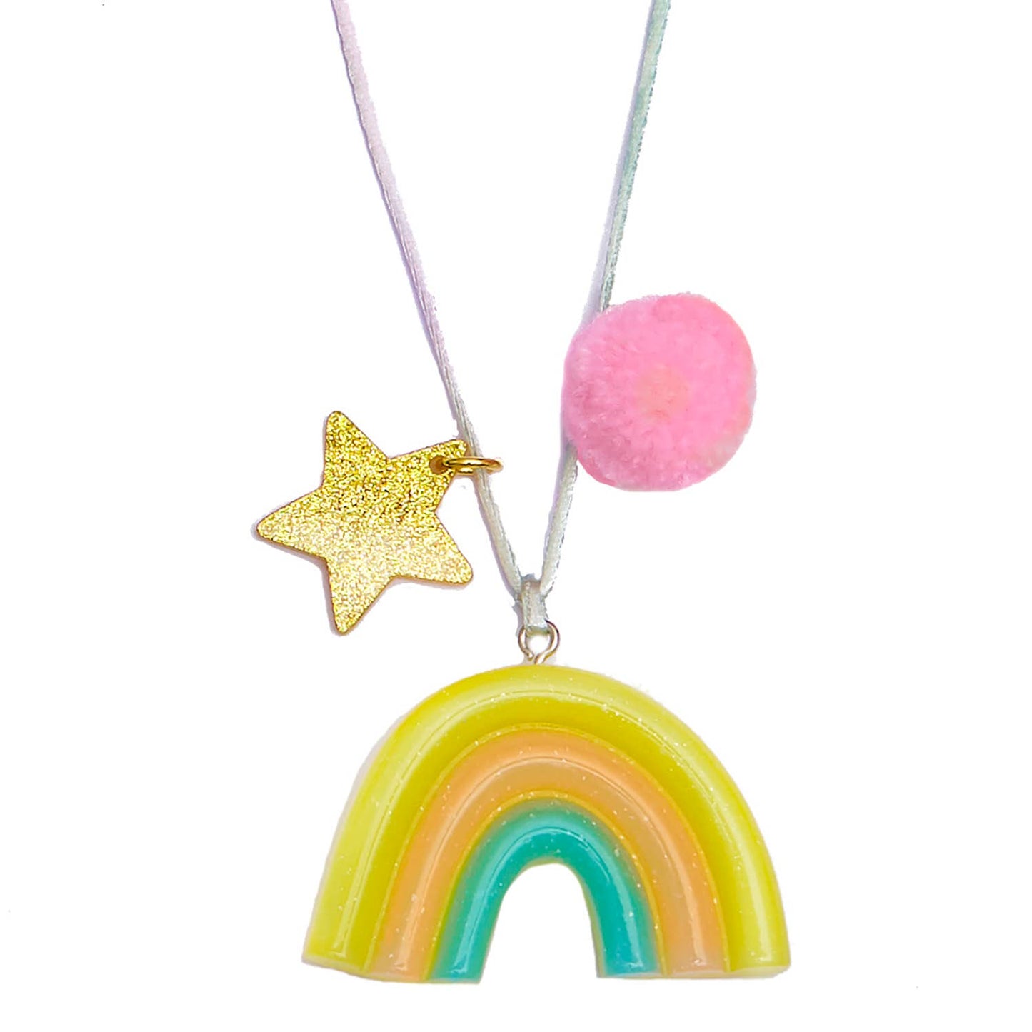 Pink Pom Pom Sunshine Rainbow Necklace