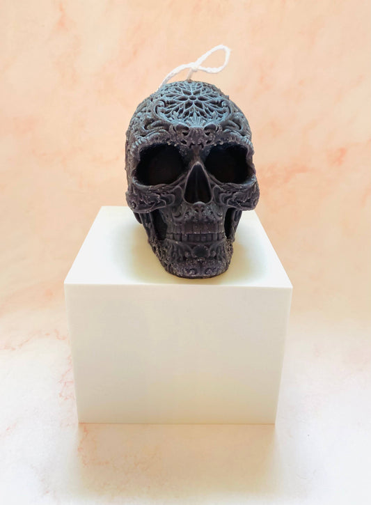 Sugar Skull Beeswax Candle - Black