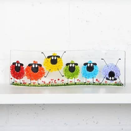 Handmade Fused Glass - Rainbow Sheep Wave