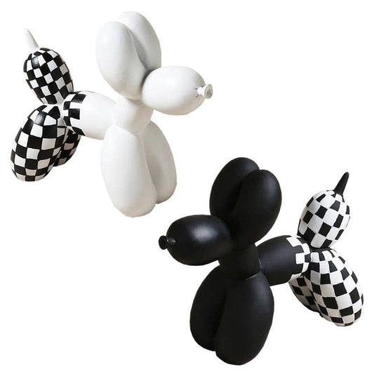 Checkered Balloon Dogs - Resin Desktop Figurine S/2