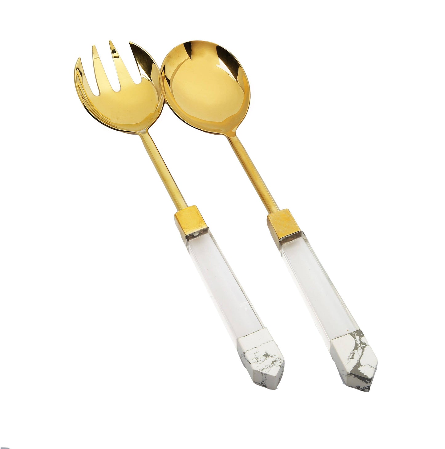 Stainless Steel Salad Servers with Dust Acrylic Handles