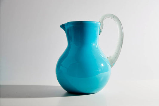 Handblown Glass Pitcher - Aqua