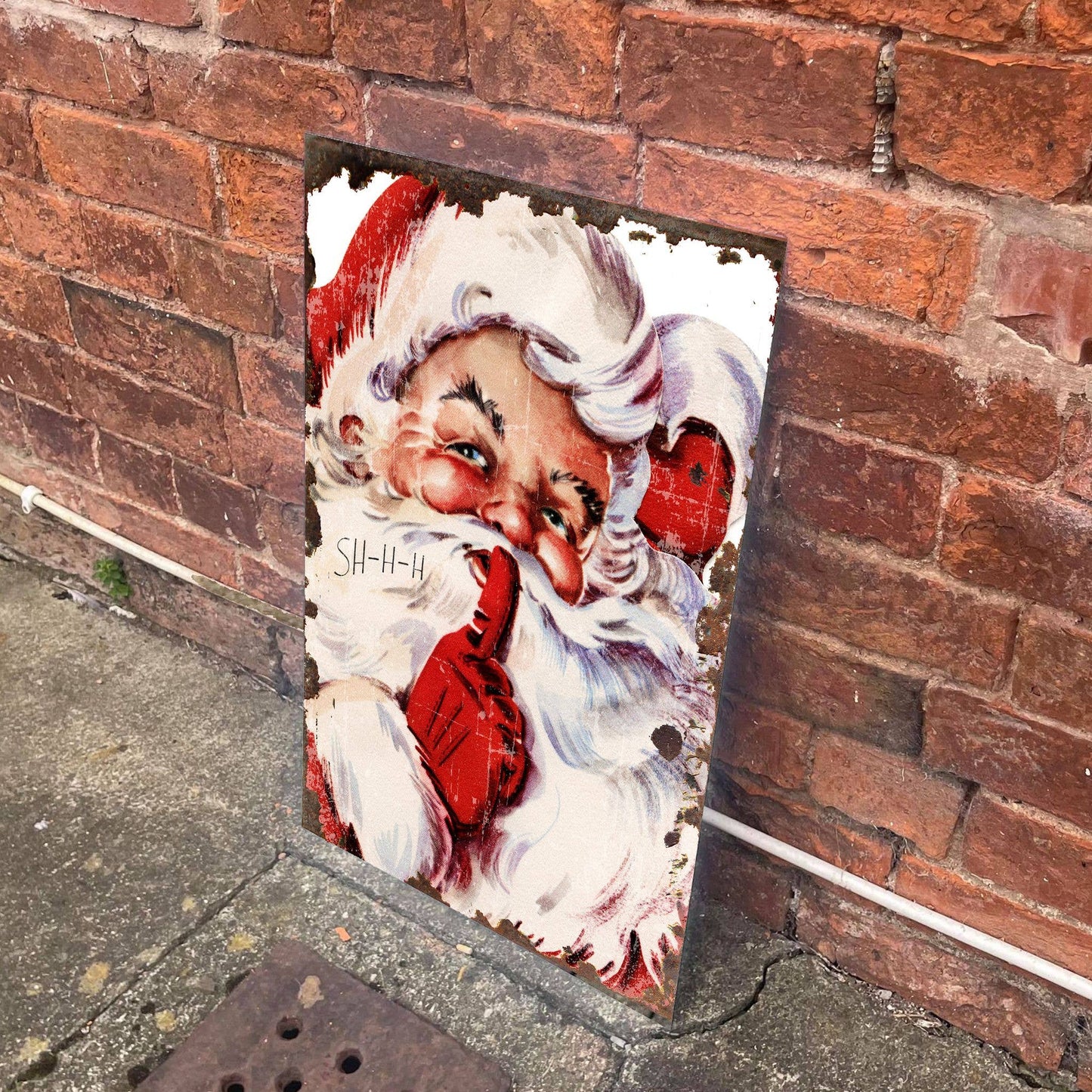 Vintage Santa Shhhh Christmas - Metal Vintage Wall Sign