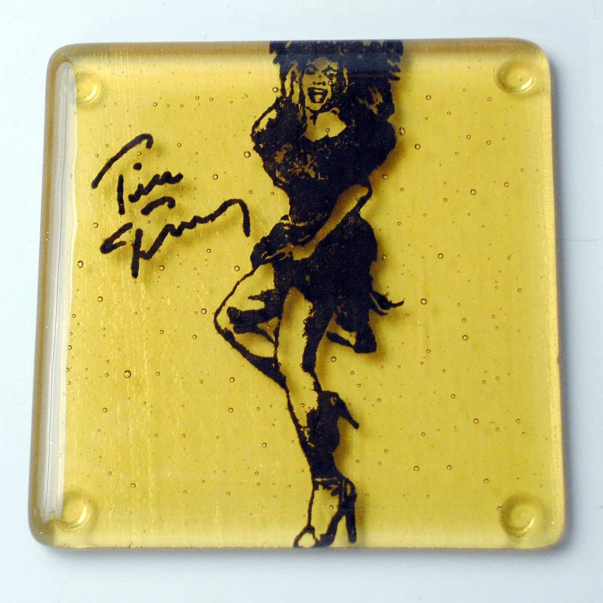 Tina Turner Fused Glass 4" Single Coaster, Barware, Handmade