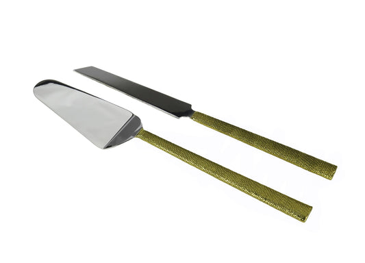 2 Set Of Cake Servers - Gold/ Nickel