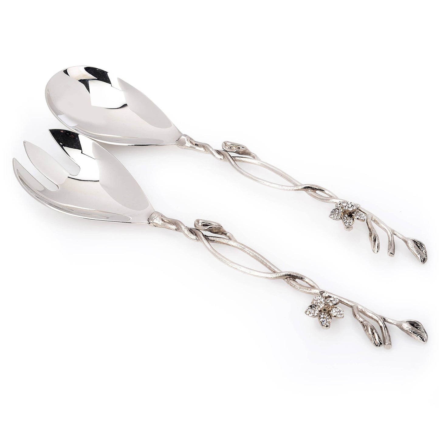 Salad Servers With Jeweled Flower