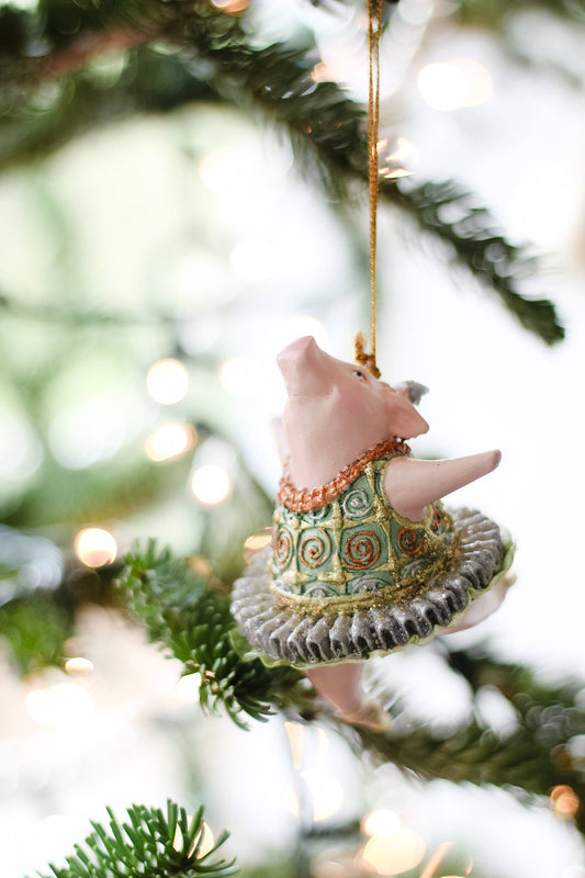 4" Ballerina Pig Ornament