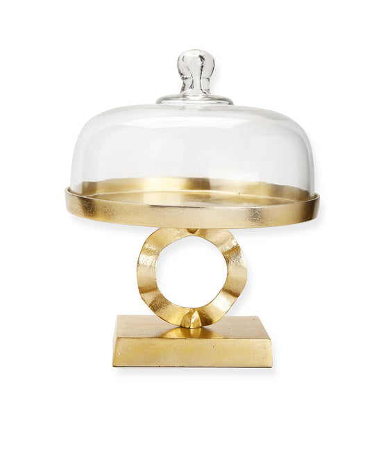 Glass Cake Dome On Gold Brass Loop Base