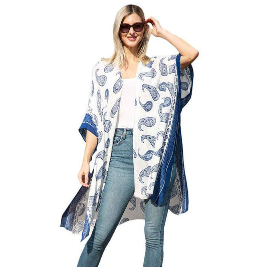 Paisley Patterned Cover Up Kimono Poncho