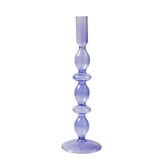 26cm Two Rings Glass Candlestick Holder