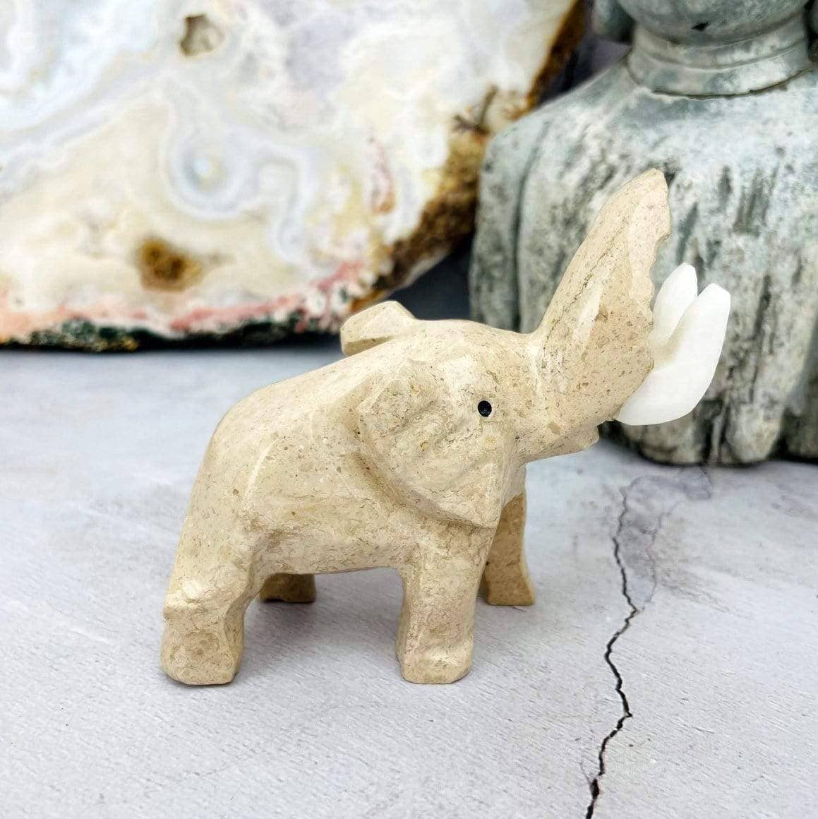 Elephant Carved Onyx Figurine Statues (LWS-S1)