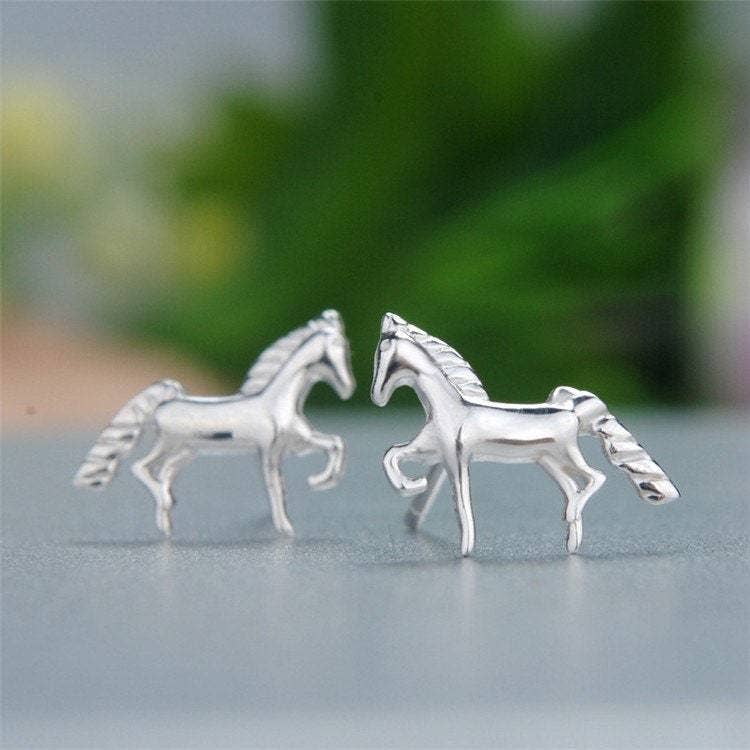 Horse earrings| Lucky studs| Sterling Silver| Dainty| Delicate| Cute