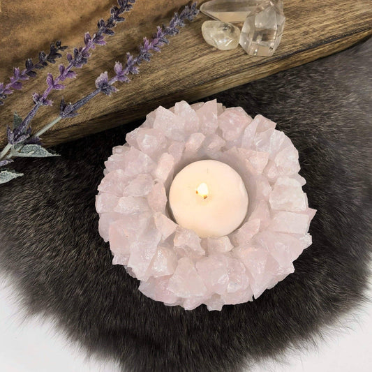 Rose Quartz Candle Holder (HW4-03-RQ)