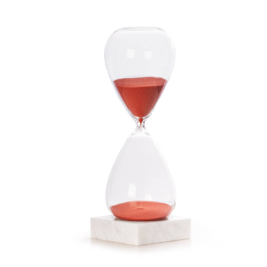 90 Minute Hourlass Sand Timer on Marble Base - Red Sand