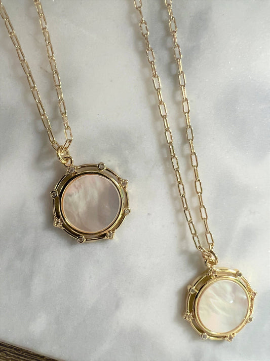 Shell Pearl Medallion Necklace