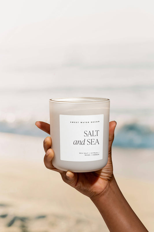 Salt & Sea 15 oz Soy Candle, Matte Jar -  Home Decor & Gifts