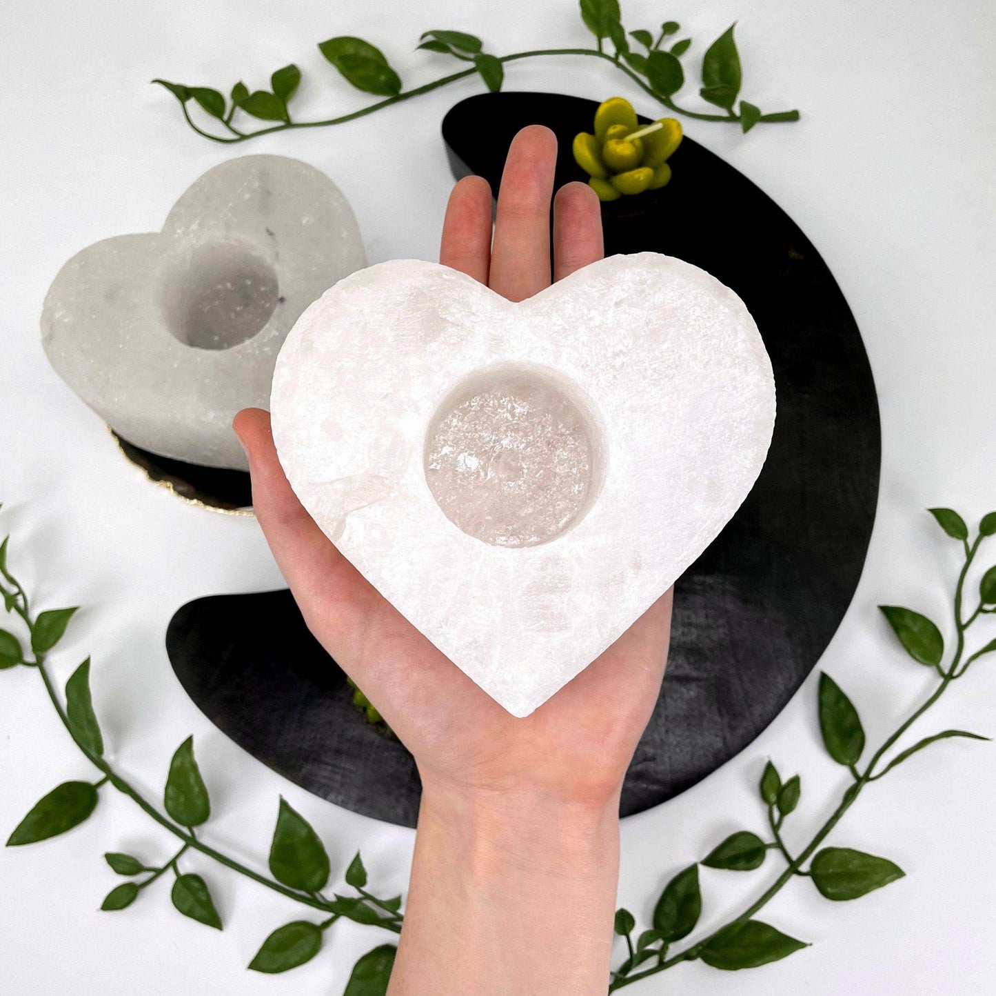 Himalayan Salt White Heart Candle Holder