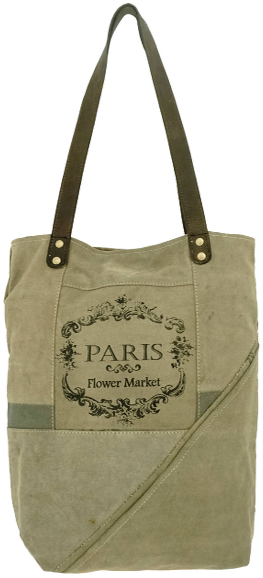 Vintage Addiction - Paris Flower Market Recycled Military Tent Tote