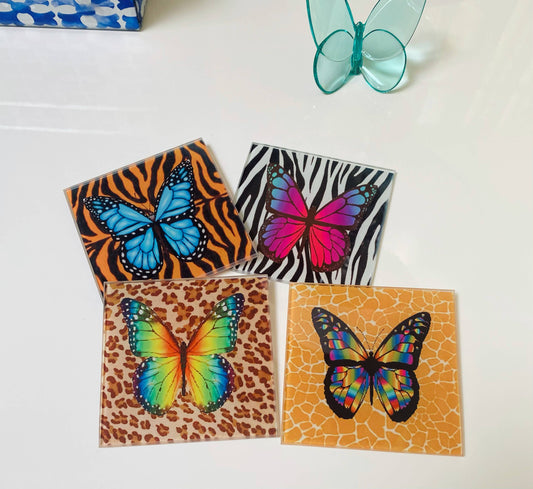 Animal Print Butterfly Coaster Set