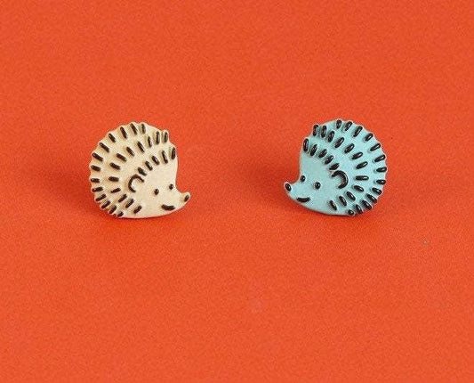 Enamel hedgehog earrings | Funny | Cute| Simple| Mismatched studs| Best gift| Hand painted enamel earrings| Kawaii| Japanese| Anime