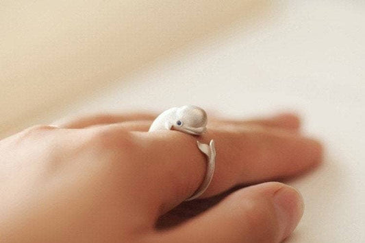 Beluga whale ring| Whale ring| Dolphin ring| Sterling Silver| Cute| Sea animals jewelry|  Great white whale