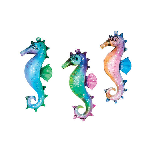 Bright Seahorse Blown Glass Ornament Set of 3