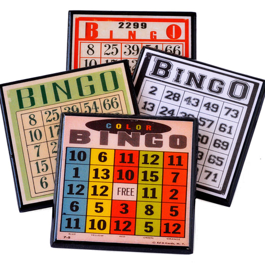 Bingo!  Vintage Bingo Card Coaster Set