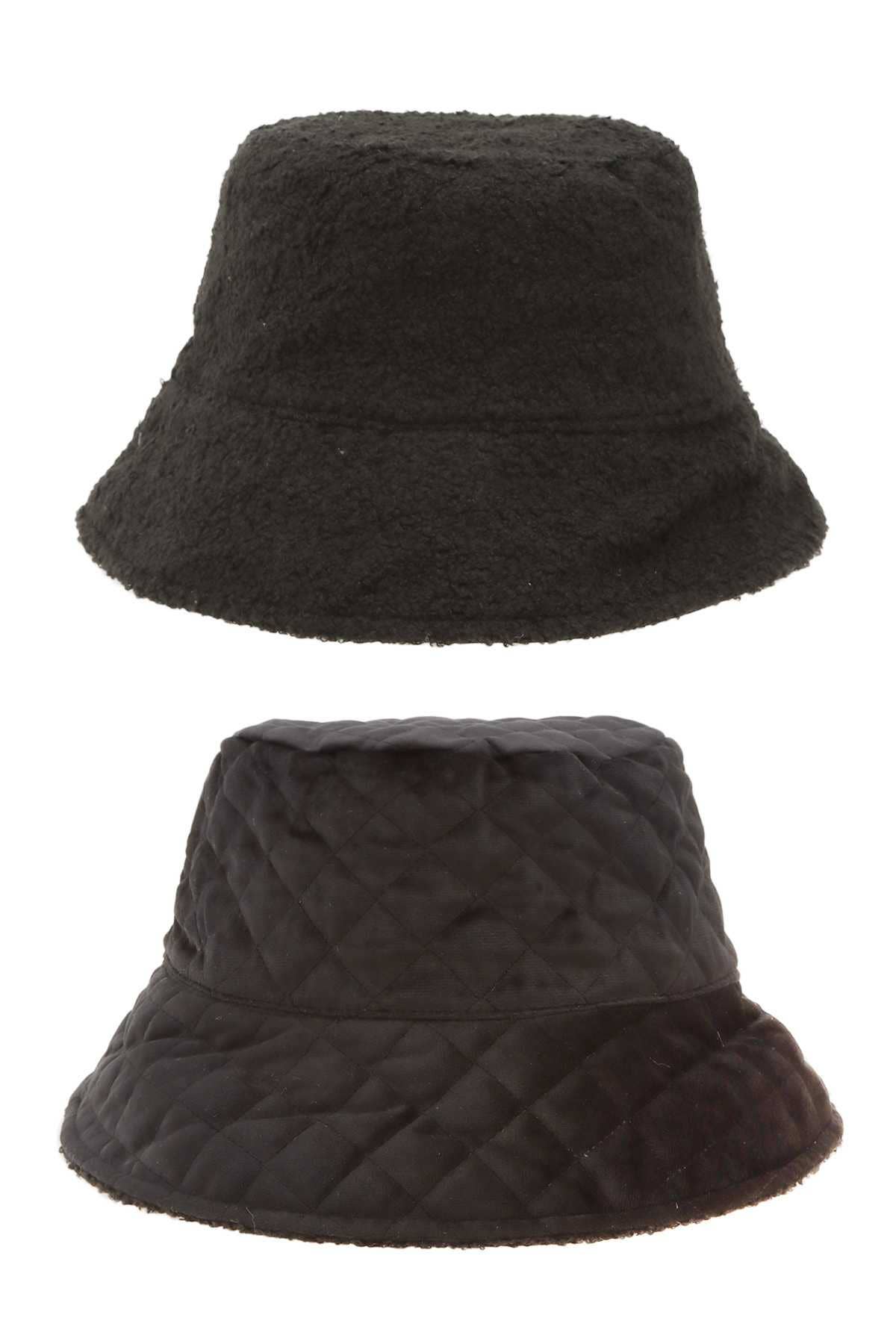 Quilted Velvet and Fur Reversible Bucket Hat